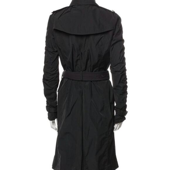 BURBERRY BLACK LONG LIGHTWEIGHT BELTED RAIN TRENCH COAT SIZE 6 - Picture 10 of 16